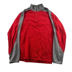 Icebreaker Men's 100% Merino Wool Quarter Zip Base Layer Red Gray Hiking Size M‎